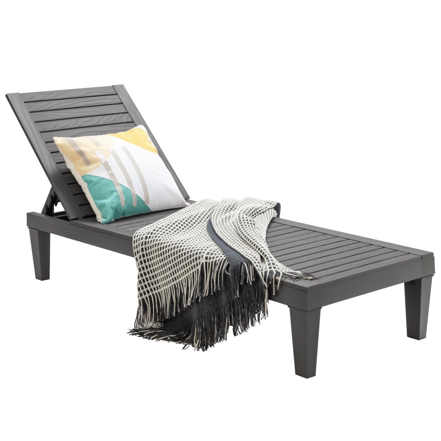 Adjustable Outdoor Chaise Lounge Chair with 5-Position Backrest