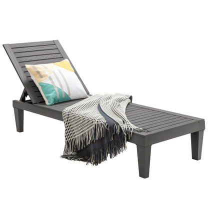 Adjustable Outdoor Chaise Lounge Chair with 5-Position Backrest