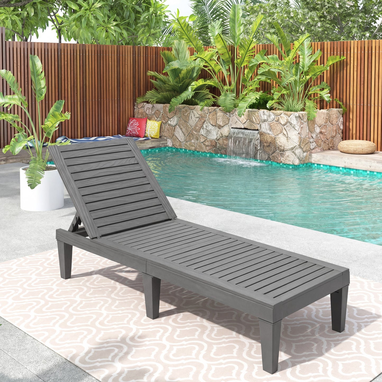 Adjustable Outdoor Chaise Lounge Chair with 5-Position Backrest