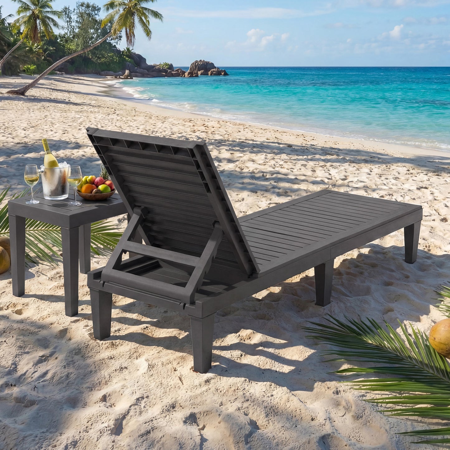 Adjustable Outdoor Chaise Lounge Chair with 5-Position Backrest