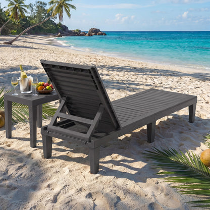 Adjustable Outdoor Chaise Lounge Chair with 5-Position Backrest