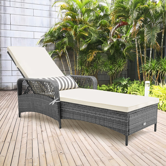 Outdoor Chaise Lounge Chair with 6-Position Adjustable Backrest