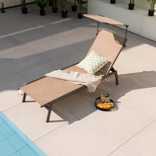 Outdoor Chaise Lounge Chair with Adjustable Sunshade