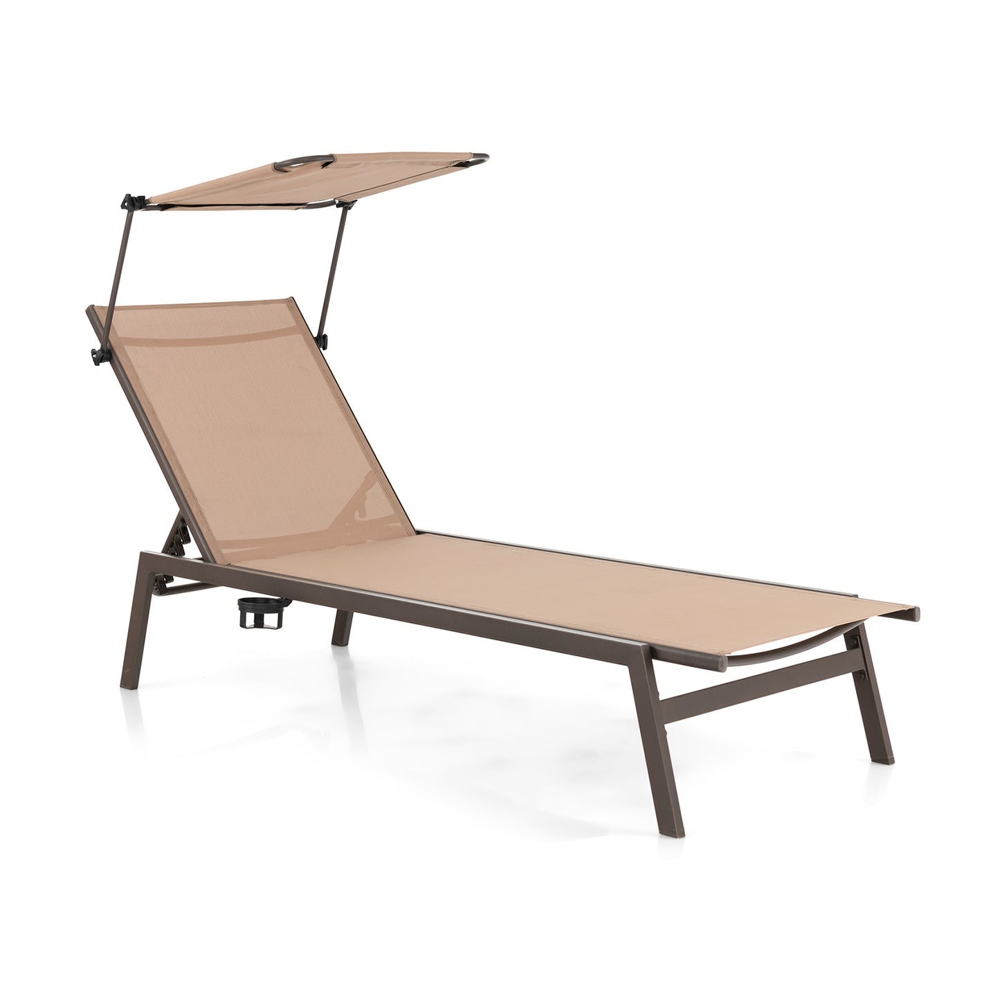 Outdoor Chaise Lounge Chair with Adjustable Sunshade