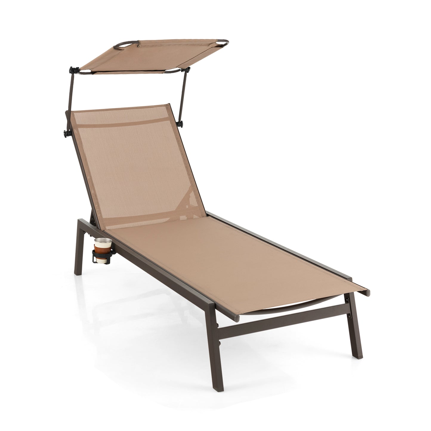 Outdoor Chaise Lounge Chair with Adjustable Sunshade
