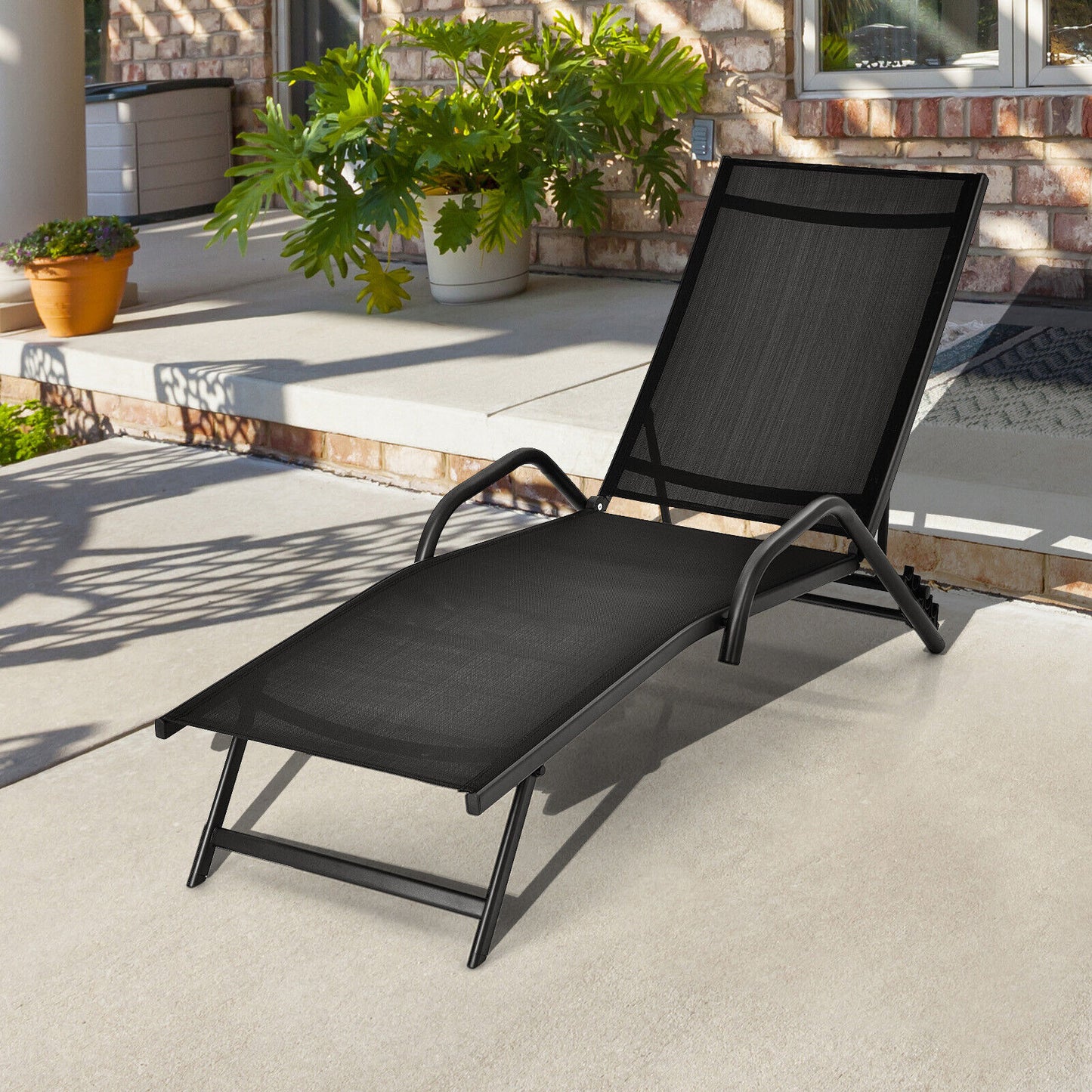 Outdoor Chaise Lounge Set with 5-Position Adjustable Backrest