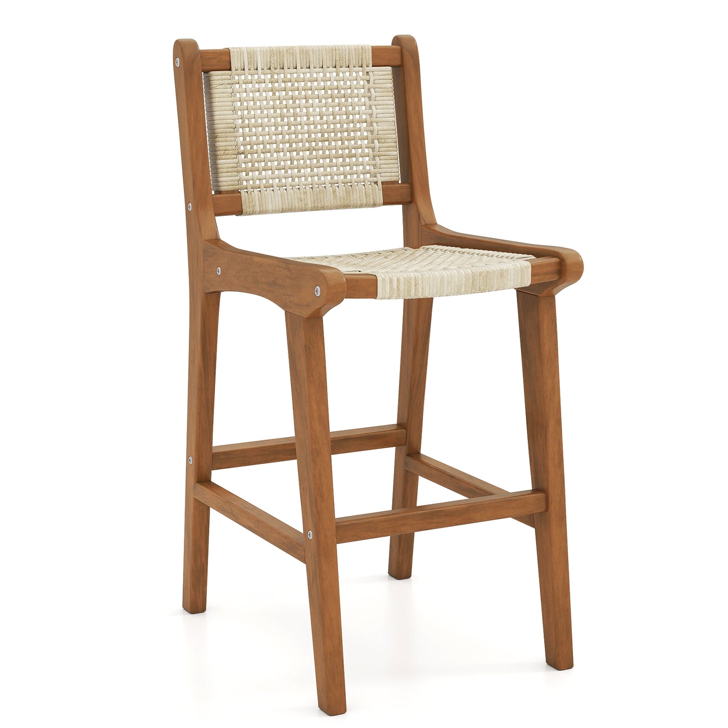 Counter Height Bar Stool with Teak Wood Frame