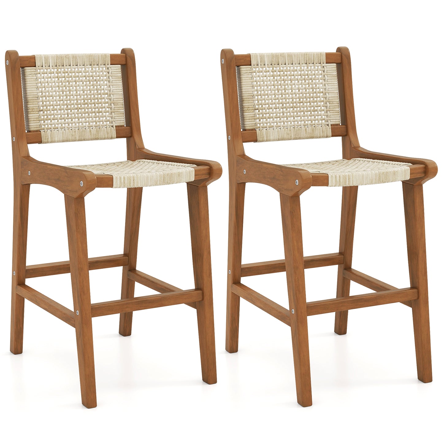 Counter Height Bar Stool with Teak Wood Frame