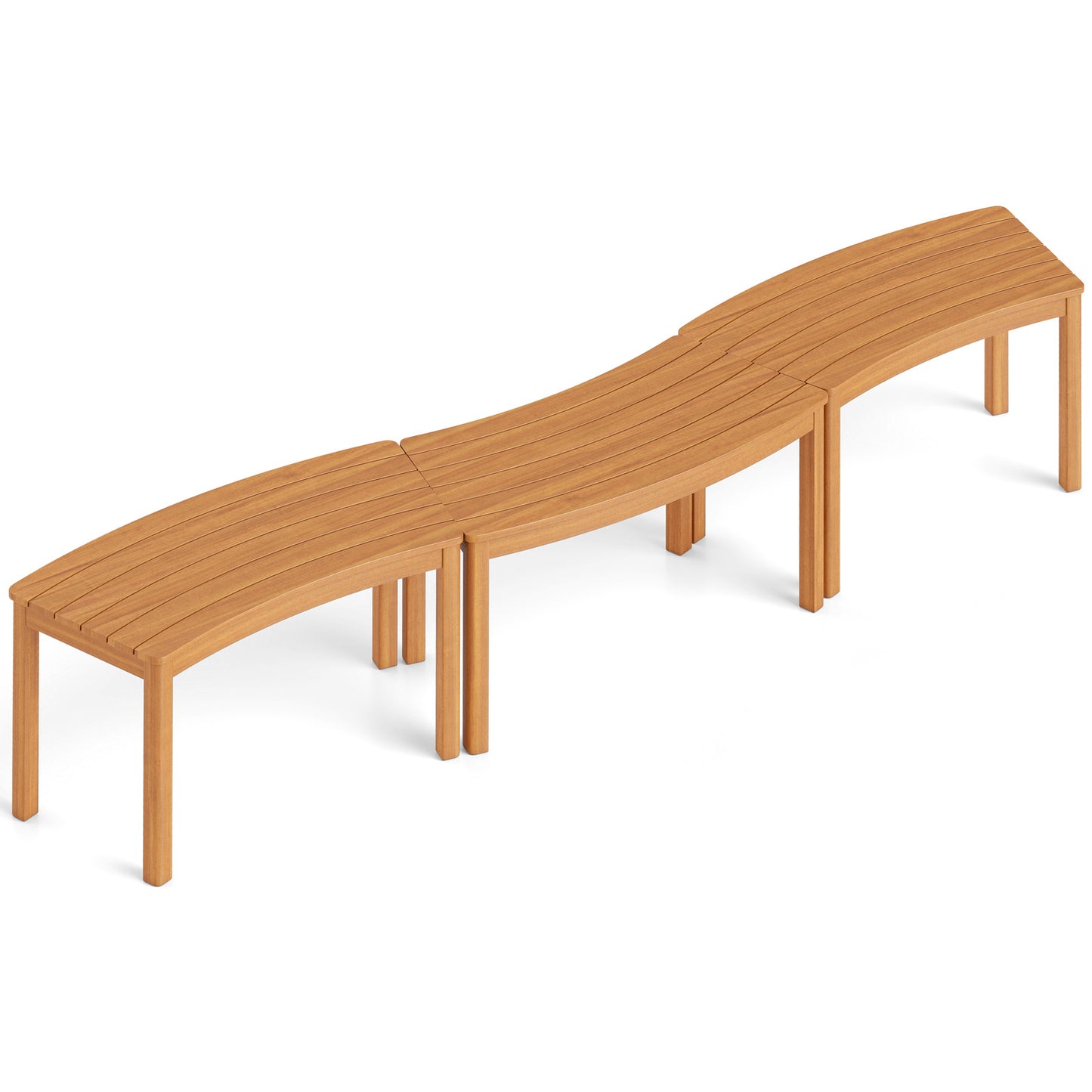 Curved Acacia Wood Bench for Fire Pit & Patio