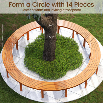 Curved Acacia Wood Bench for Fire Pit & Patio