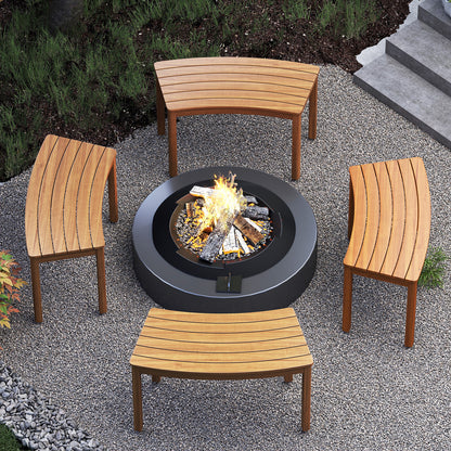 Curved Acacia Wood Bench for Fire Pit & Patio