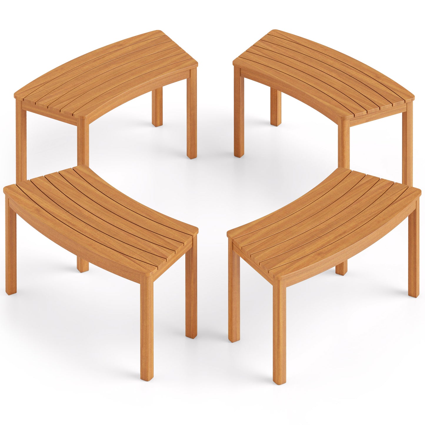 Curved Acacia Wood Bench for Fire Pit & Patio