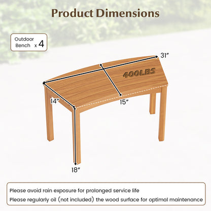 Curved Acacia Wood Bench for Fire Pit & Patio