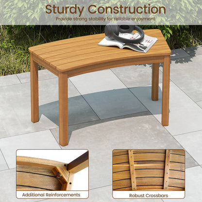 Curved Acacia Wood Bench for Fire Pit & Patio