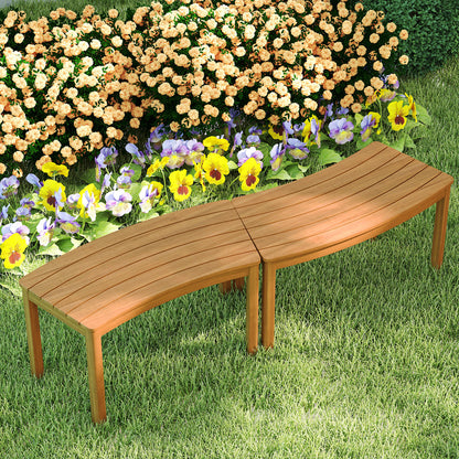 Curved Acacia Wood Bench for Fire Pit & Patio