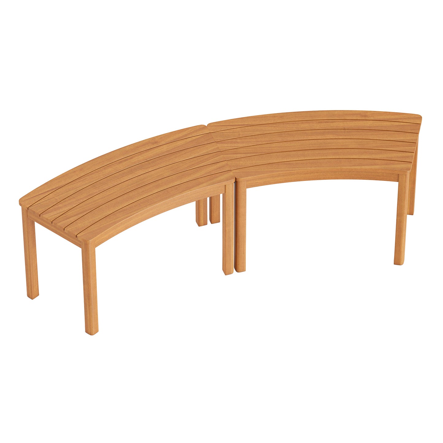 Curved Acacia Wood Bench for Fire Pit & Patio
