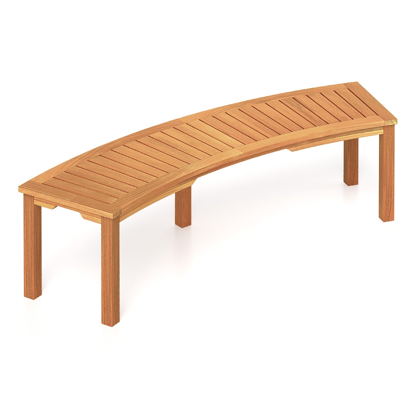 Curved Acacia Wood Fire Pit Bench - 58" Slatted Seat