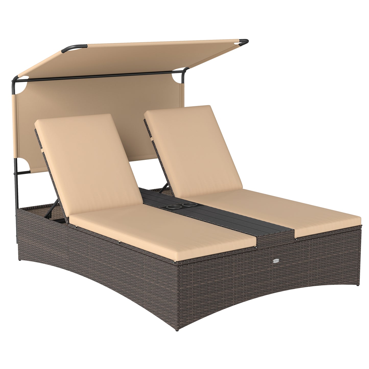 2-Person Outdoor Daybed with Adjustable Backrests & Canopy