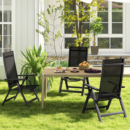 Outdoor Dining Chair with Soft Padded Seat and 7-Position Adjustable Backrest Set of 2-Black