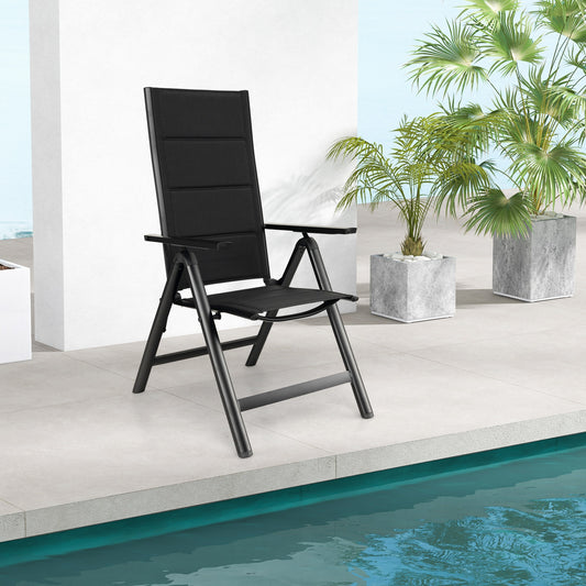 Outdoor Dining Chair with 7-Position Adjustable Backrest
