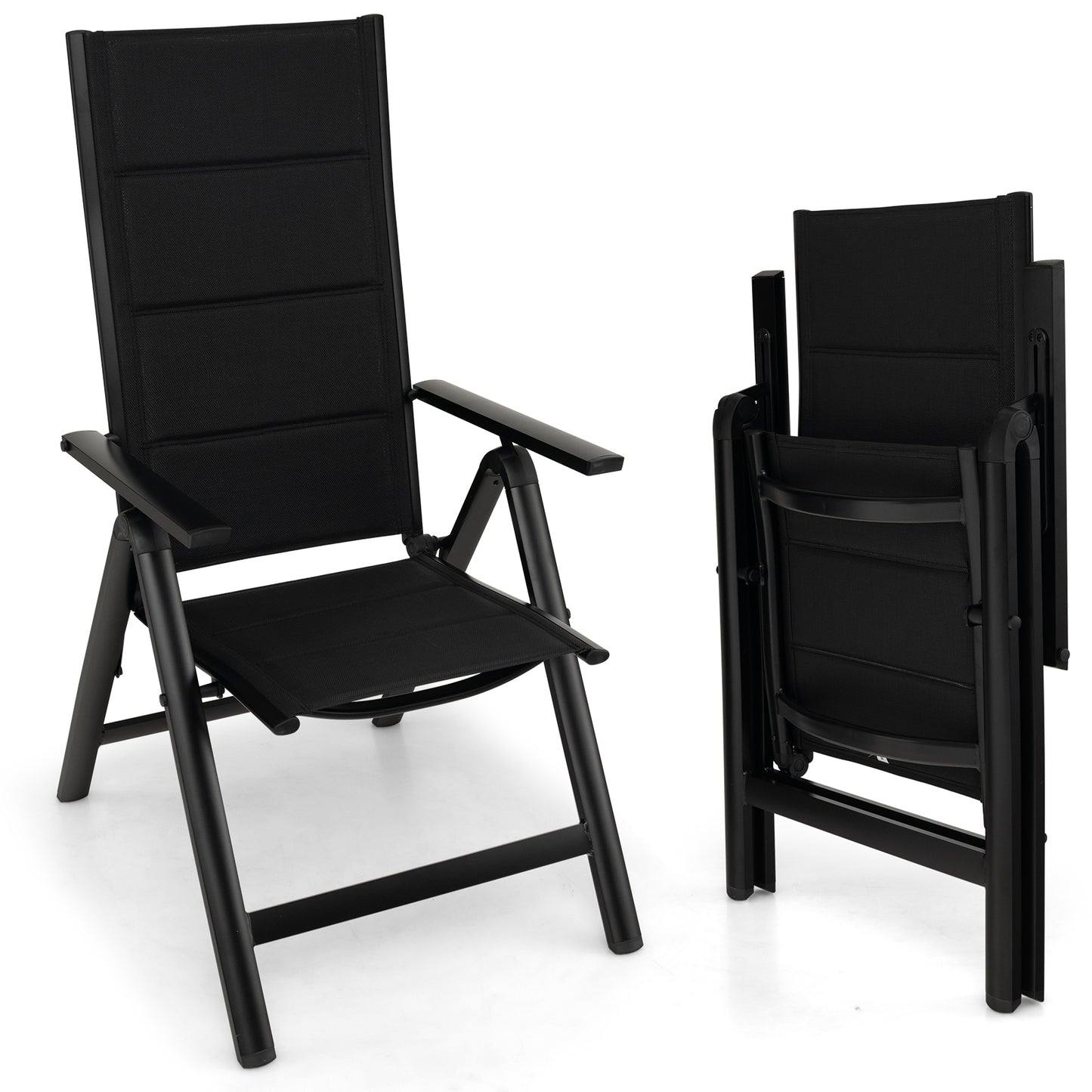 Outdoor Dining Chair with 7-Position Adjustable Backrest