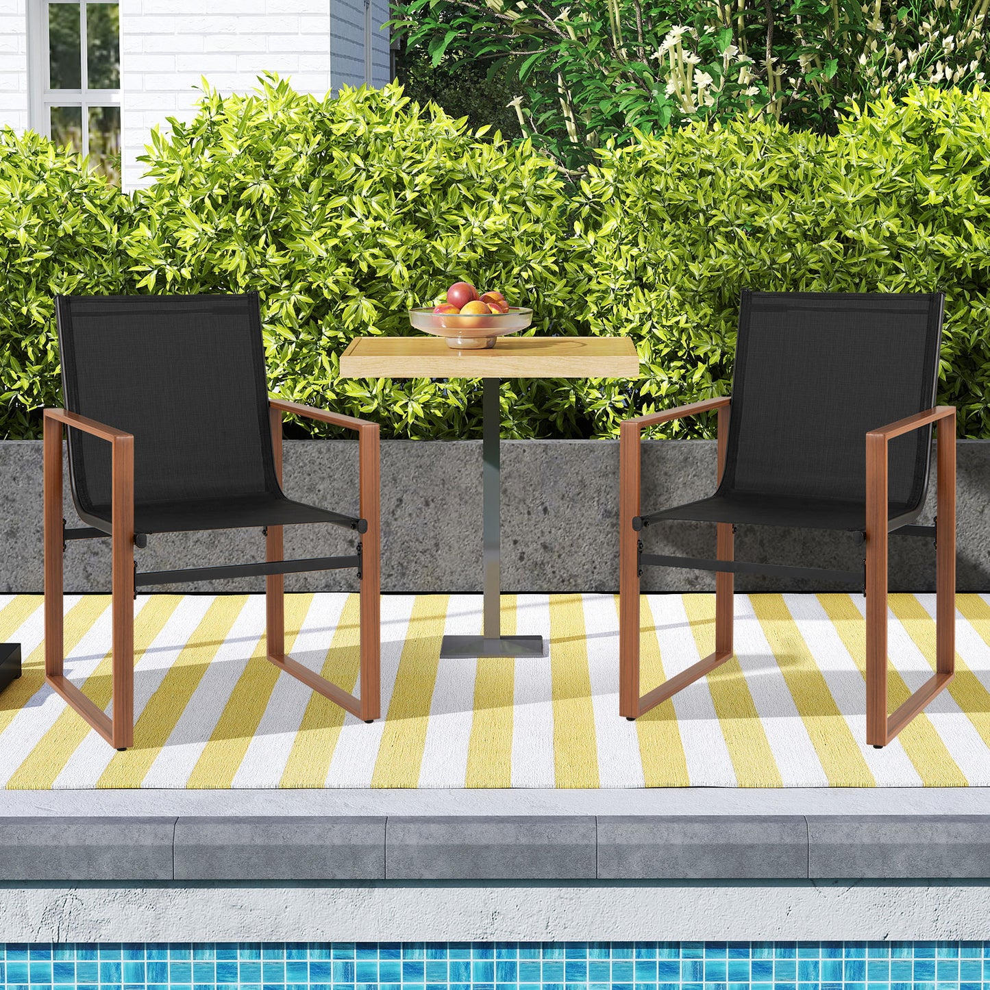 Outdoor Dining Chairs Set of 2 with Breathable Fabric