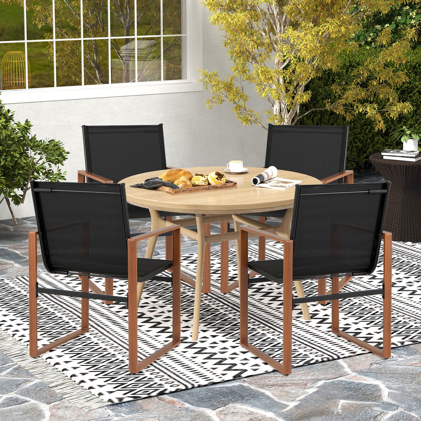 Outdoor Dining Chairs Set of 2 with Breathable Fabric