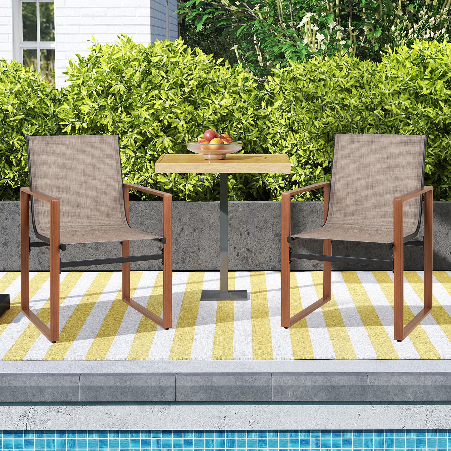 Outdoor Dining Chairs Set of 2 with Breathable Fabric