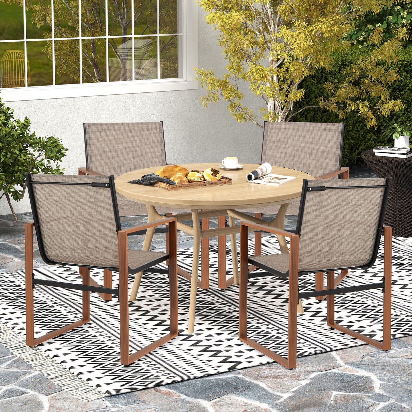 Outdoor Dining Chairs Set of 2 with Breathable Fabric