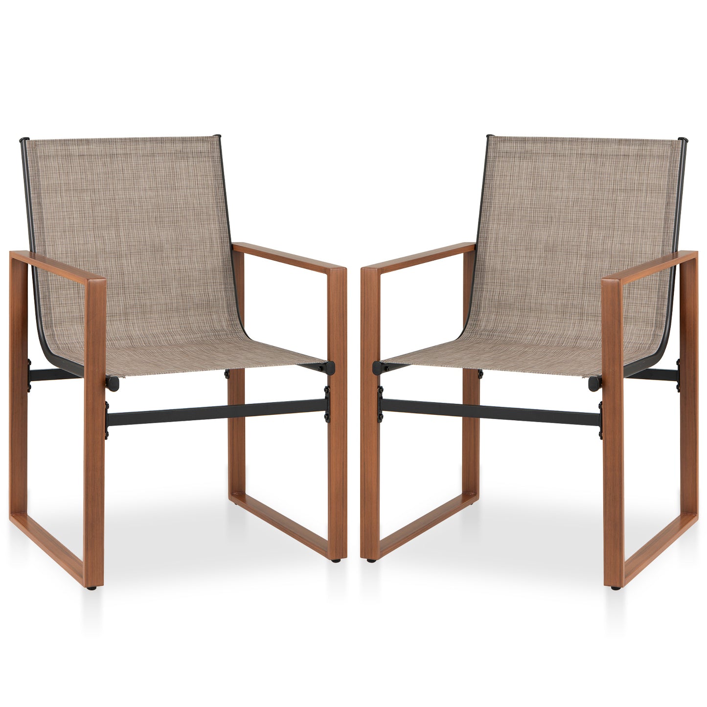 Outdoor Dining Chairs Set of 2 with Breathable Fabric