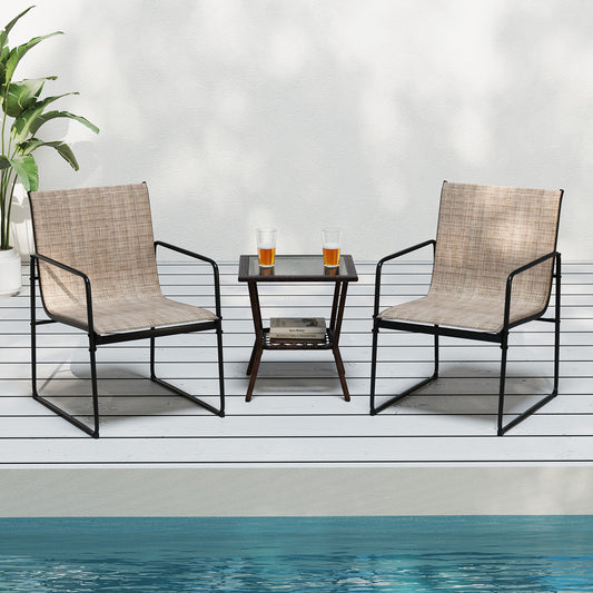 Patio Dining Chairs Set of 2 with Breathable Fabric Seats