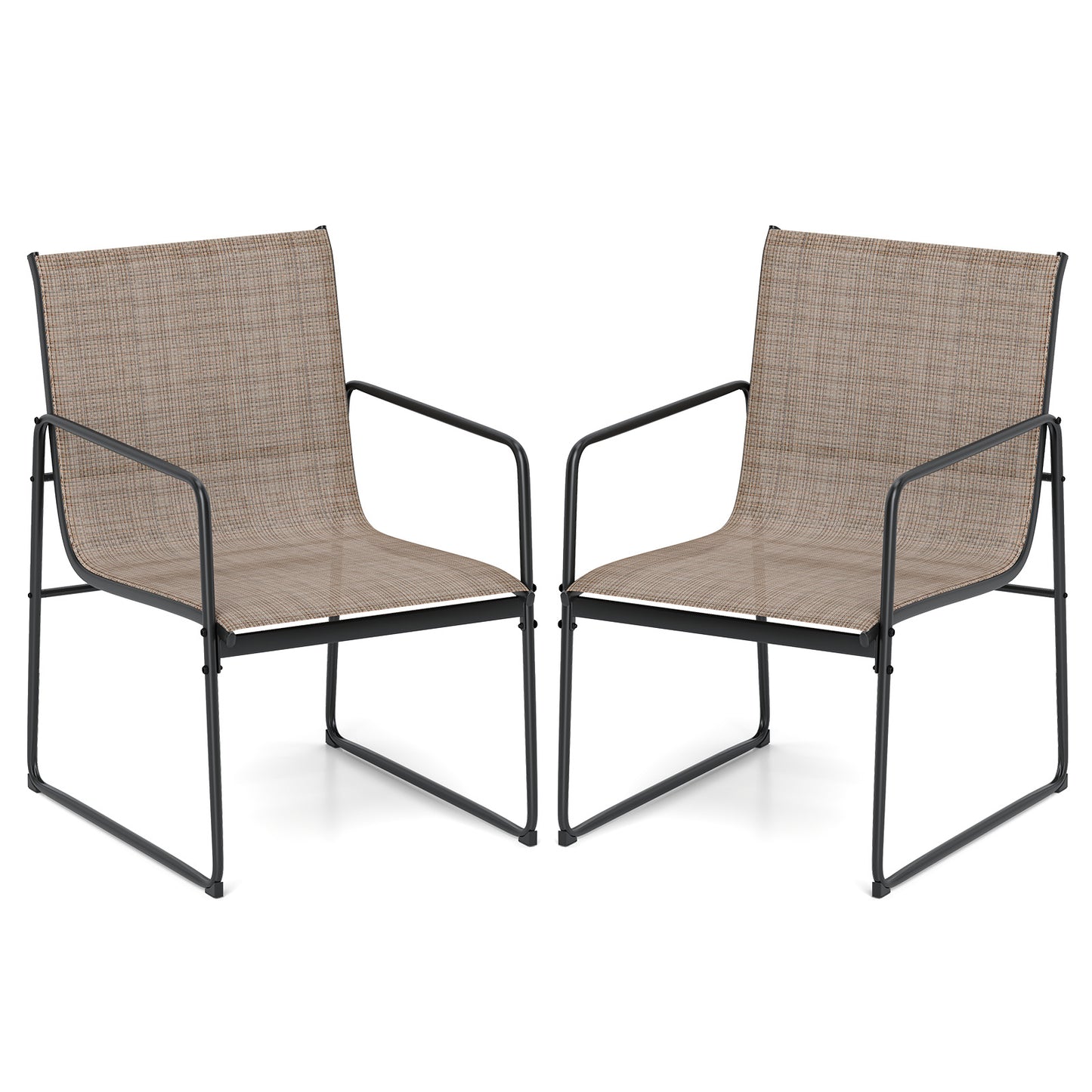 Patio Dining Chairs Set of 2 with Breathable Fabric Seats