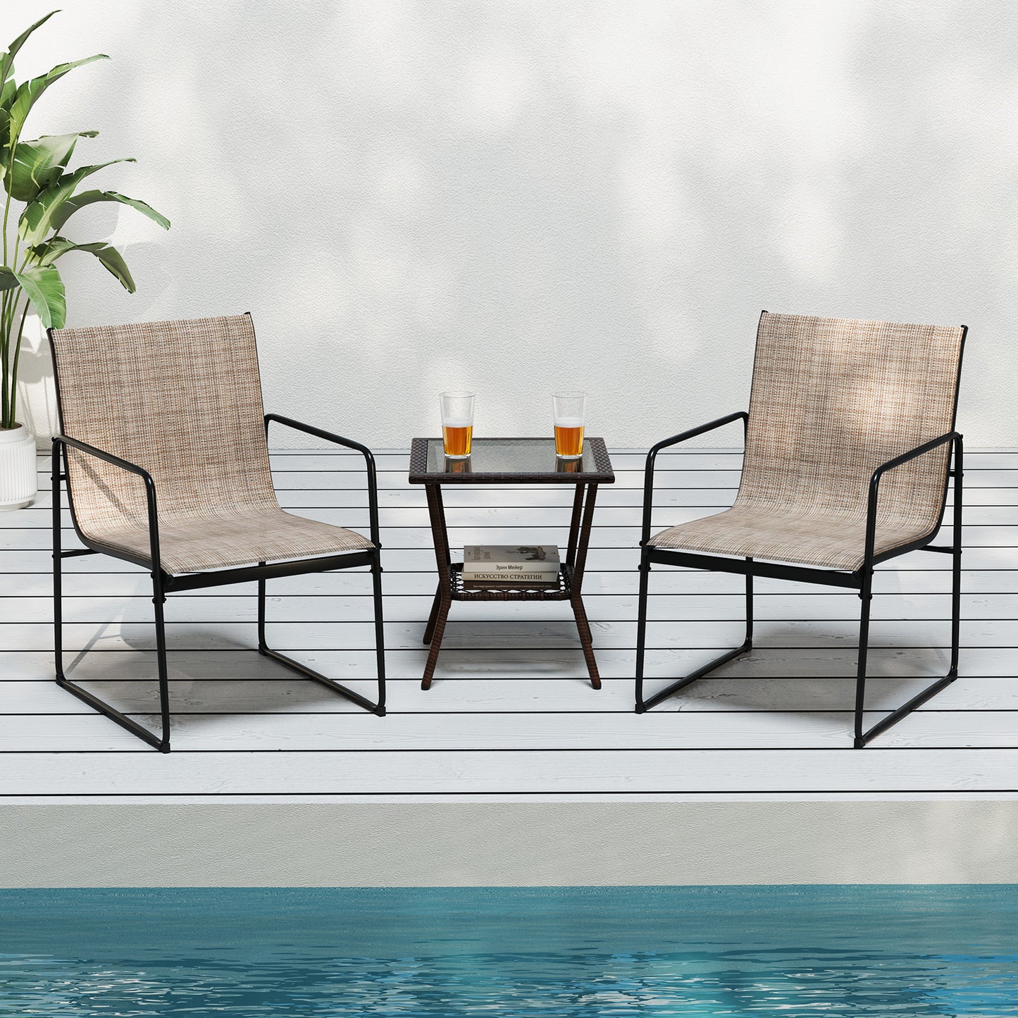 Patio Dining Chairs Set of 4 with Breathable Mesh Seats