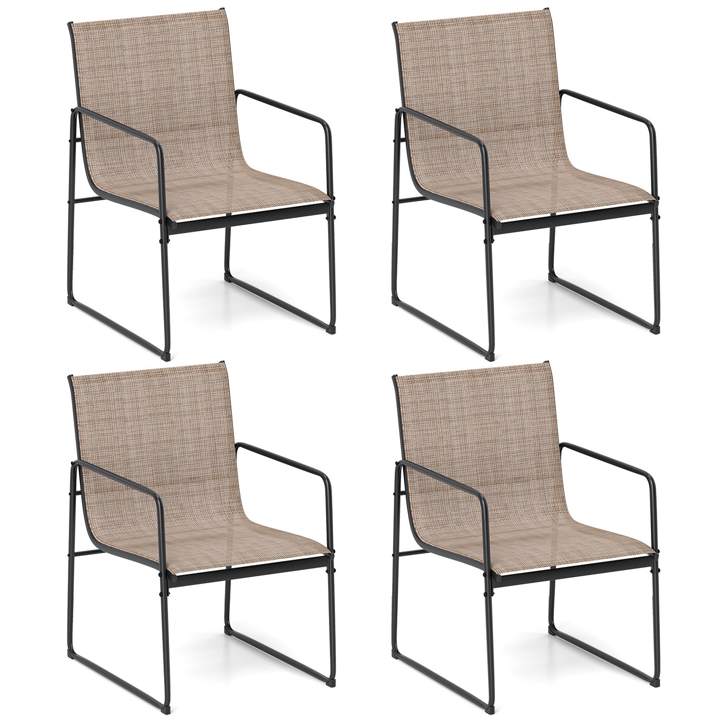 Patio Dining Chairs Set of 4 with Breathable Mesh Seats