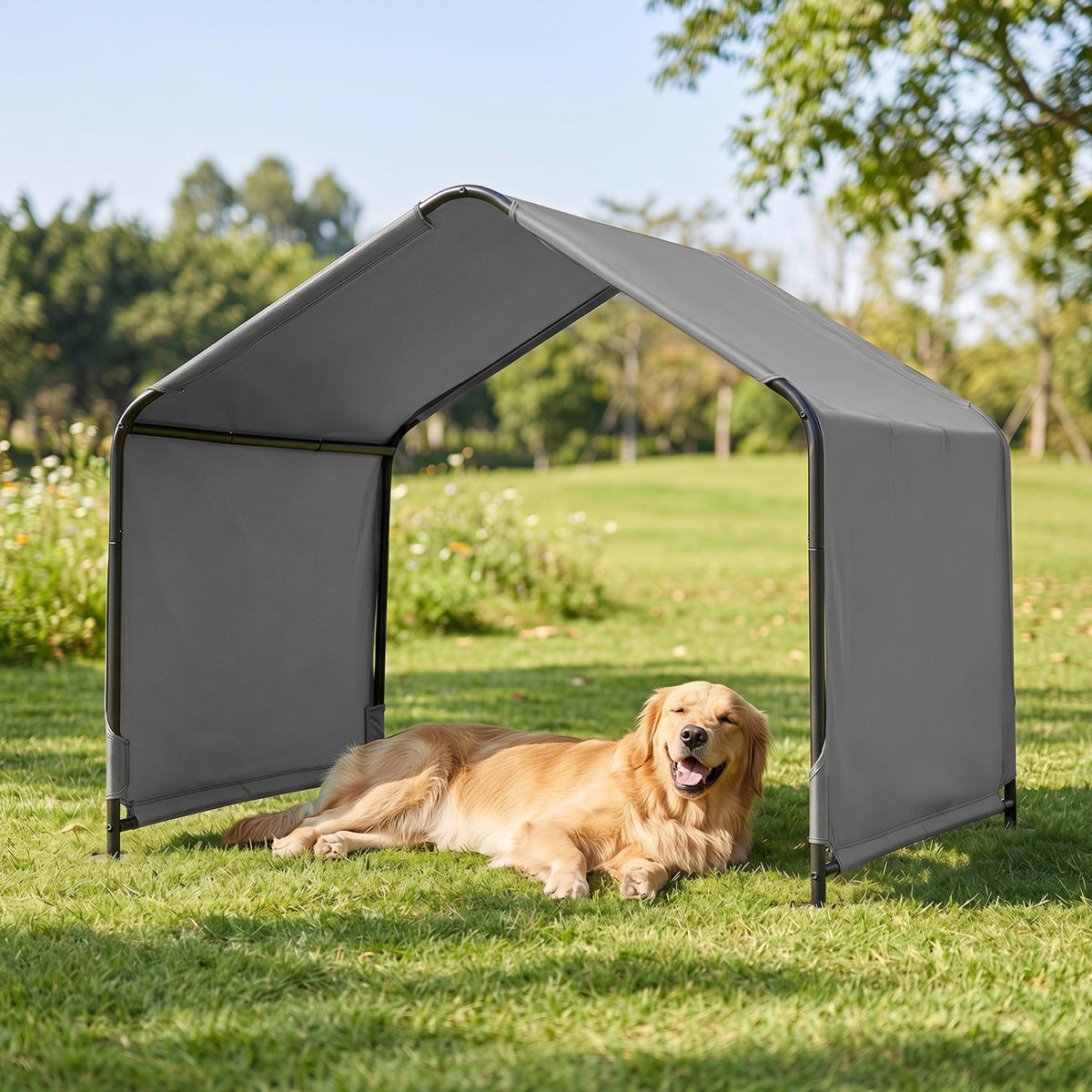 Outdoor Dog Shade Shelter with Waterproof Roof 51" x 46.5"