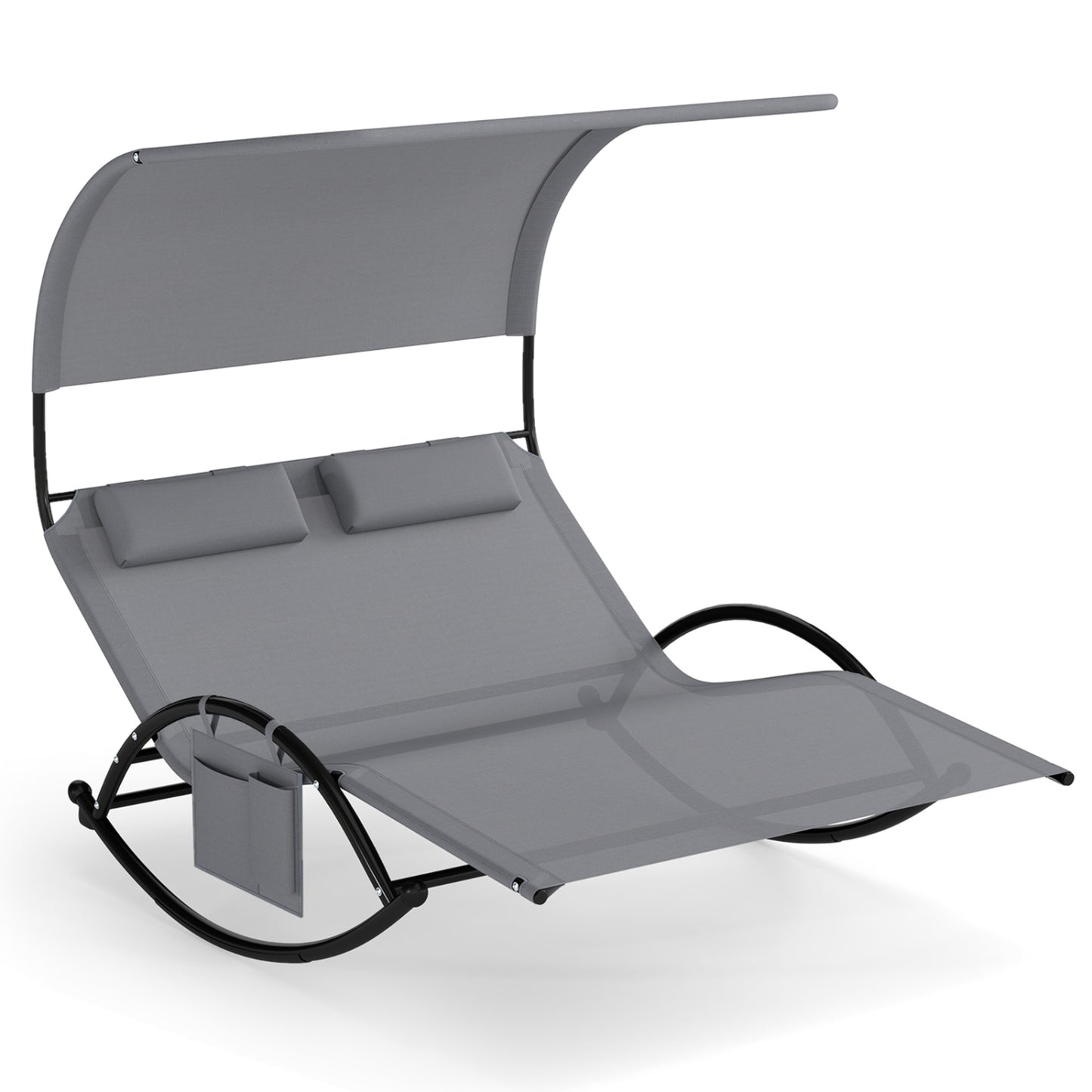 Dual Rocker Sunbed 2-Person Patio Lounger with Canopy