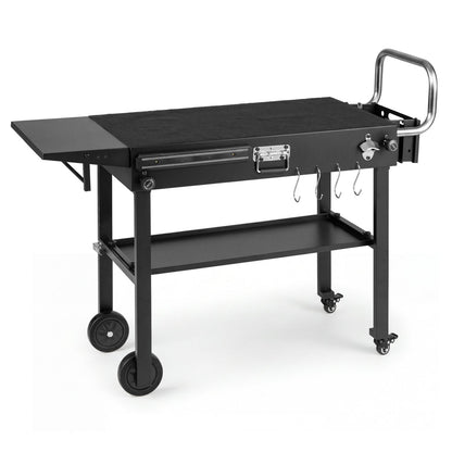 Foldable Grill Cart with 31" Tabletop & Storage Shelf