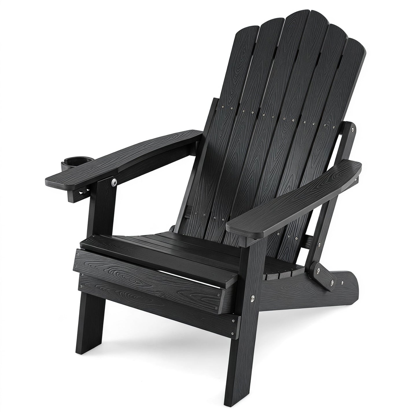 Folding Adirondack Chair with Adjustable Backrest & Cup Holder