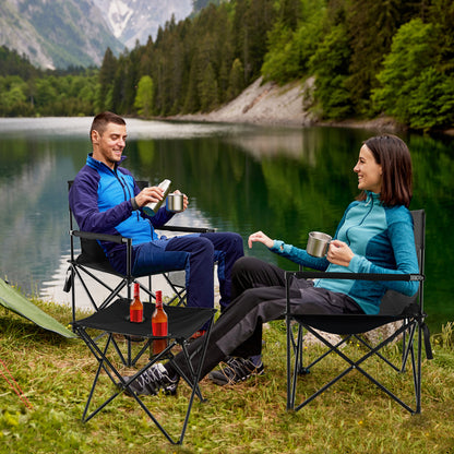 Folding Camping Table and Chairs Set with Carrying Bag