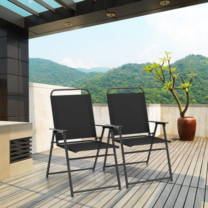 Folding Sling Patio Dining Chairs Set of 4 with Armrests