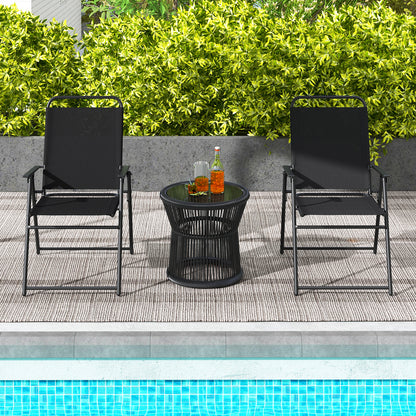 Folding Sling Patio Dining Chairs Set of 4 with Armrests