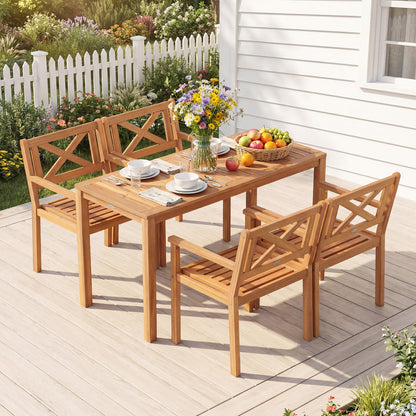 Outdoor Garden Acacia Wood Patio Dining Chairs for Porch
