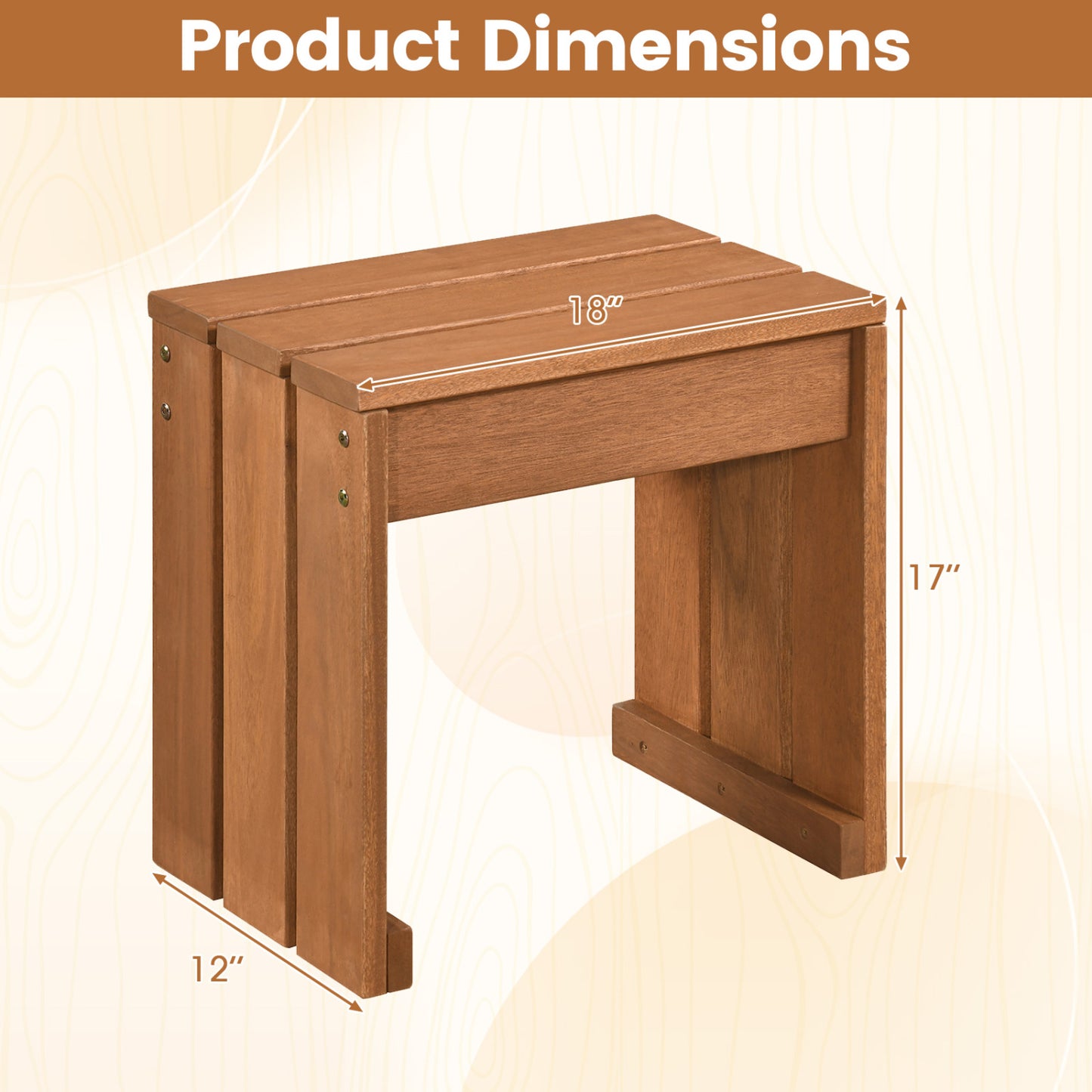 Wooden Garden Bench Backless Single Seat 242 lbs Capacity