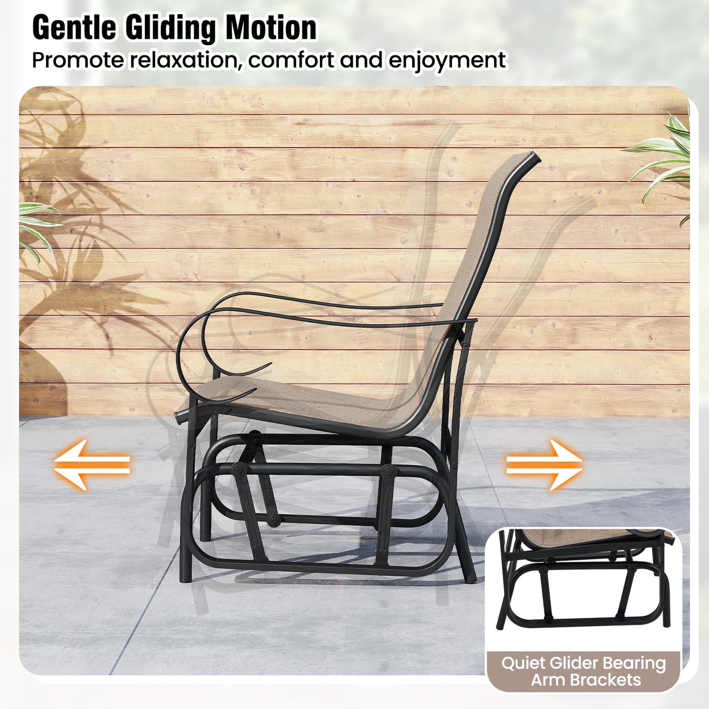 Outdoor Glider Chairs Set of 2 with High Backrest Mesh