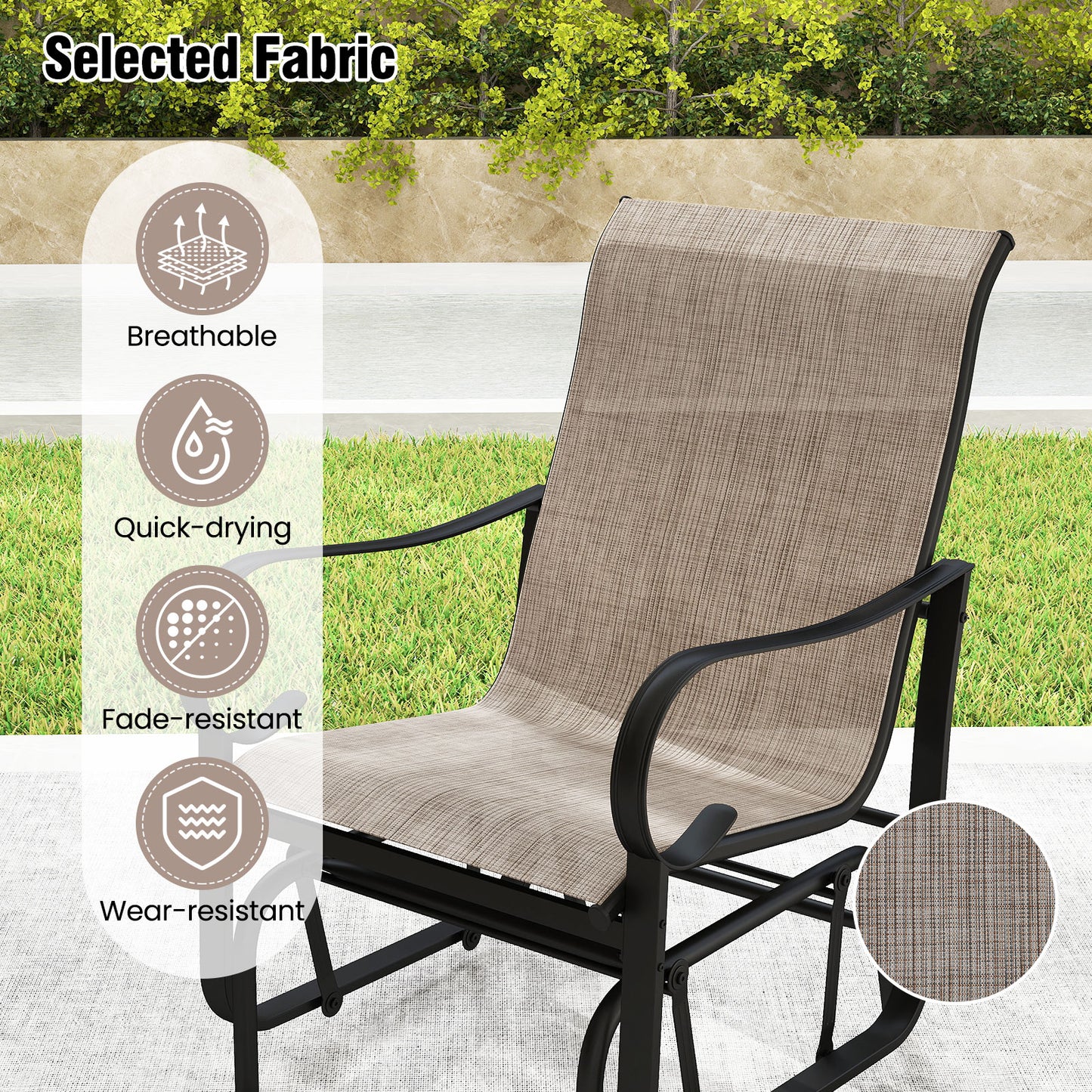 Outdoor Glider Chairs Set of 2 with High Backrest Mesh