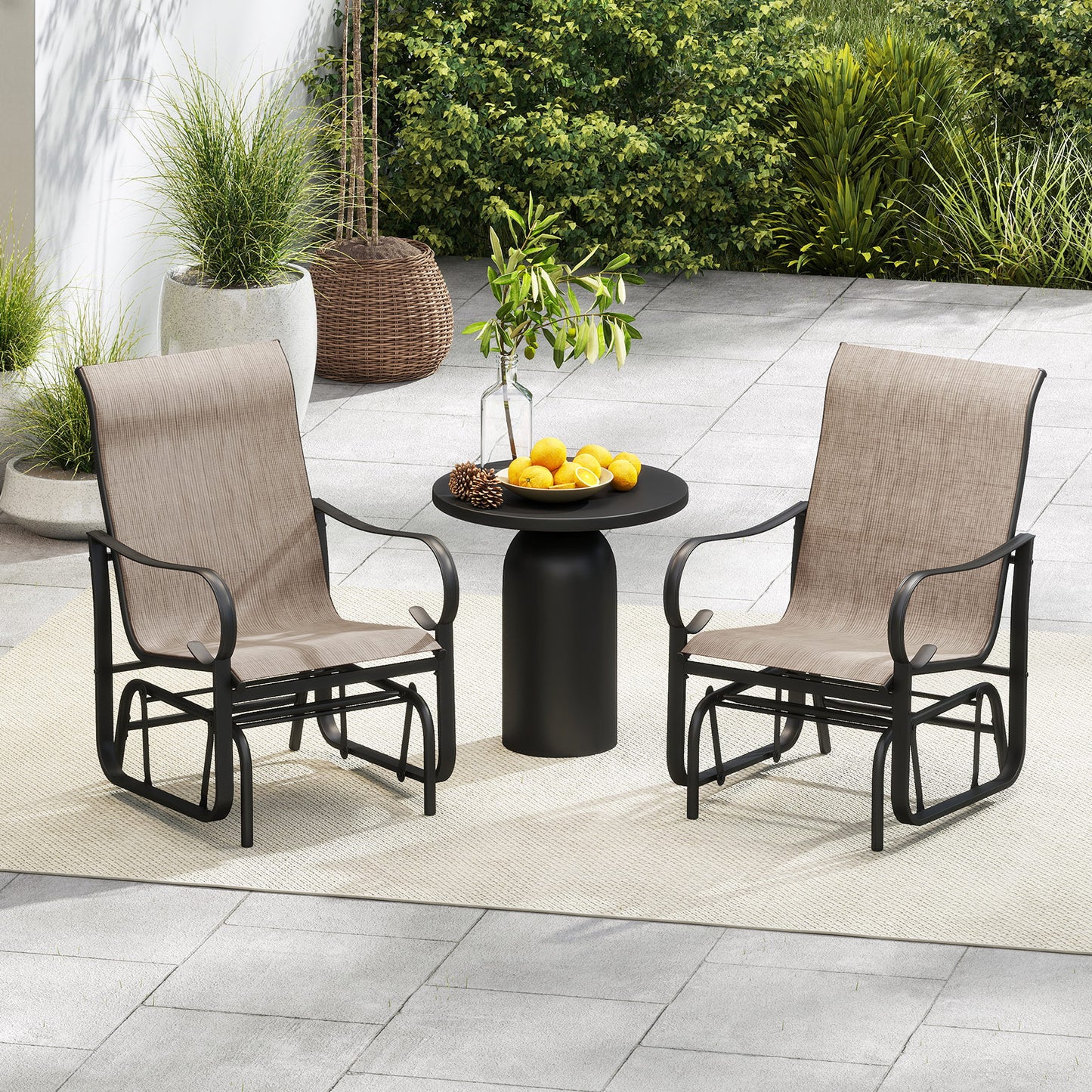Outdoor Glider Chairs Set of 2 with High Backrest Mesh
