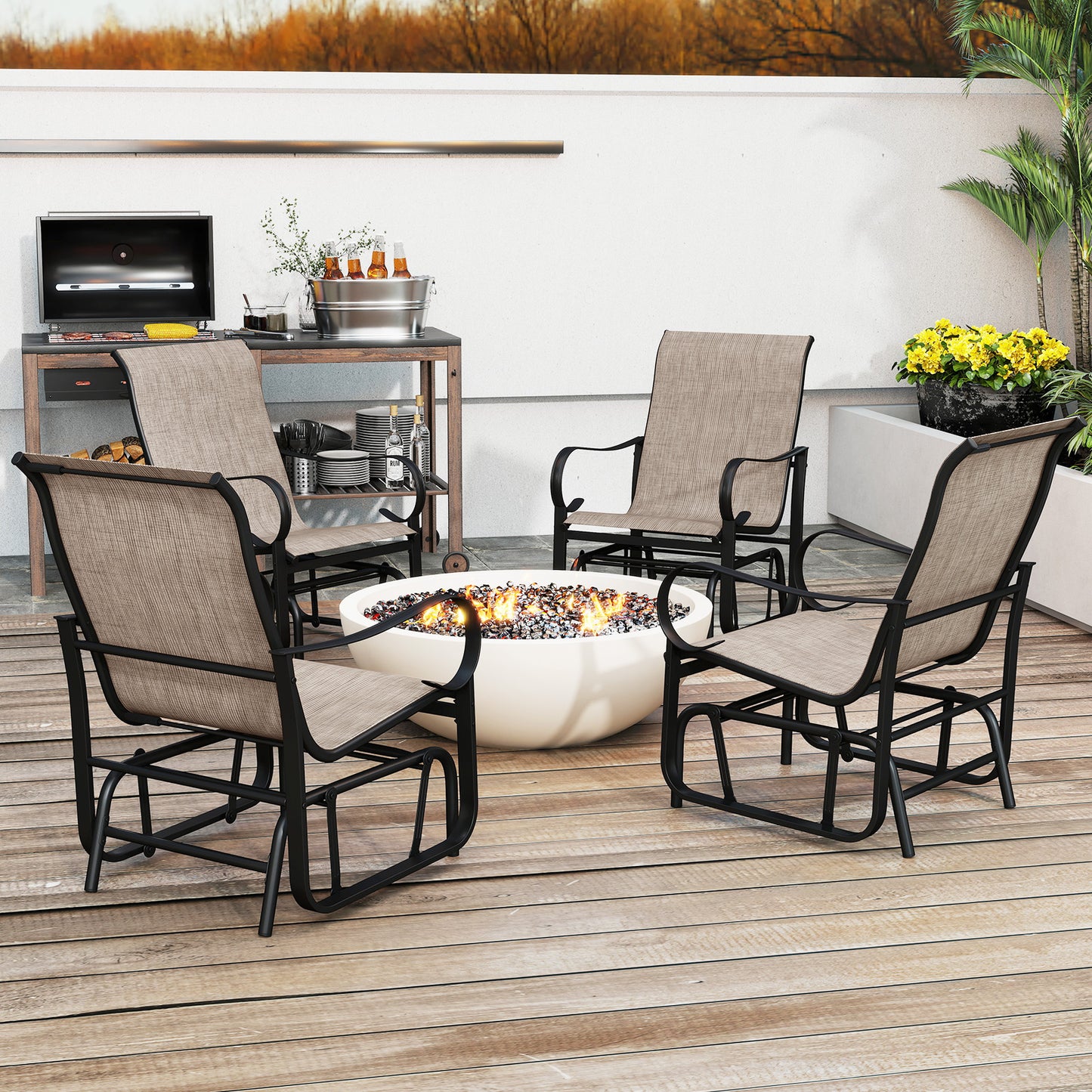 Outdoor Glider Chairs Set of 2 with High Backrest Mesh