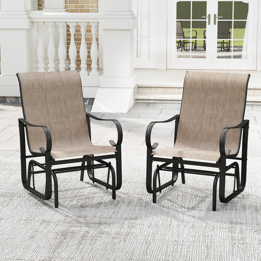 Outdoor Glider Chairs Set of 2 with High Backrest Mesh