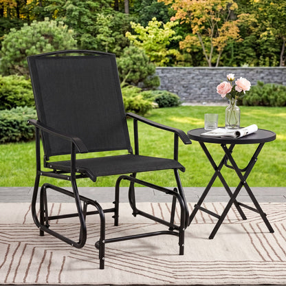 Outdoor Glider Chair with Metal Frame and Armrests