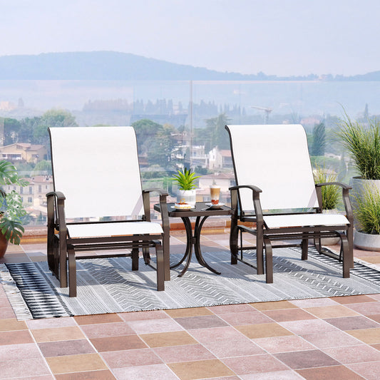 Outdoor Glider Chairs Set of 2 with Ergonomic Backrest
